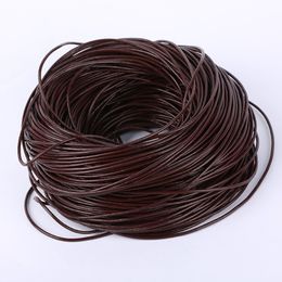 100metrs lot 100% Real Genuine Brown 3 sizes Round Oxhide Real Leather Thong Gorgeous Bracelet Necklace Cords Wire Jewelry DIY Making S 297z