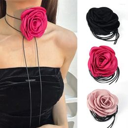 Choker Fabric Floral Necklace Large Flower For Women Romantic Collar Jewellery On Neck Accessories