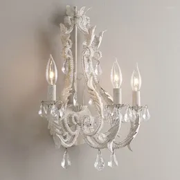 Wall Lamps French Crystal Lamp Stair Creative Nordic Iron Bedroom Bedside Corridor American Living Room Background