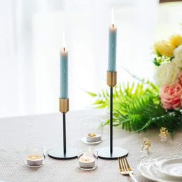 Candle Holders 2Pcs Stick Set Gold&Black Brass Candlestick Table Decorative Modern For Tapered