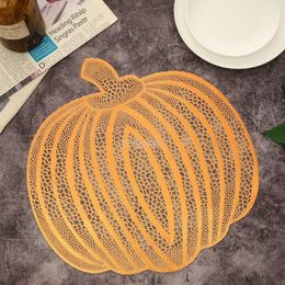 Table Mats Halloween Pumpkin Golden American Placemat Cutout Insulation Non-slip Pvc Coffee Decorative Kitchen Creative 4pcs 216b