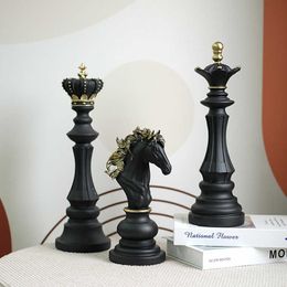 Decorative Objects Figurines Nordic chess ornaments decorated with black and white pieces home window decorations resin crafts H240517