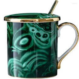 Mugs Ceramic Tea With Lid & Spoon Breakfast Milk Coffee Cup Drinkware Kitchen Drinking Utensils Wedding Gift Eco-Friendly 360ML