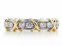 Dame 925 Sterling Silber Tansanit Paar Ringe Gelbgold Eternal Band Ehering für Frauen Marke Schmuck Größe 5-127083694