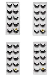 5pairsset 3D Mink False EyeLashes Handmade Natural Plastic Black Cotton Full Strip Thick Fake Eye lashes Cosmetic1075411