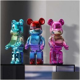 Decorative Objects Figurines 26Cm Plating Bearb 400 Statue Gradient Bear B Scpture Resin Y2K Ornaments Living Room Home Decor Drop Del Ot46C