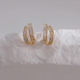 Stud Earrings Earring For Wowen 2024 W/Mother Of Shell W/S925 Silver Needle Zircon Brass 14k Gold Filled Jewellery Korea Women