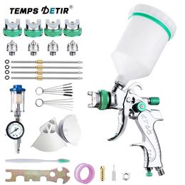 1.41.72.02.5mm 600ml Professional HVLP Spray Gun Plus Pressure Regulator Home Automatic Paint Spray Gun Tool Pneumatic Tools 240516