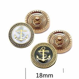 Clasps & Hooks High Quality W291 Anchor 18Mm Rhinestone Metal Snap Button For Bracelet Necklace Jewelry Women Fashion Accessories258E Dhq7F