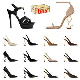 Top Quality With Box High Heels High Heels Sandals Famous Designer Women Classics Slingback Pumps Slides Platform Leather Lady Heel Suede Party Wedding Red Slippers