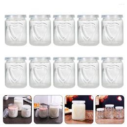 Storage Bottles 10 Pcs Heart Pudding Bottle Glass Jars Empty Jelly Cups Milk Small Yogurt Containers Plastic Dessert With Lids Honey
