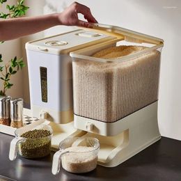 Storage Bottles Press Type Rice Bucket Moisture Insect Proof Box For Miscellaneous Grains Kitchen Metering Automatic