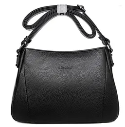 Shoulder Bags 2024 Women's Genuine Leather Lady Solid Black And Burgundy Crossbody Handbags Girl Fashion Sling Gifts