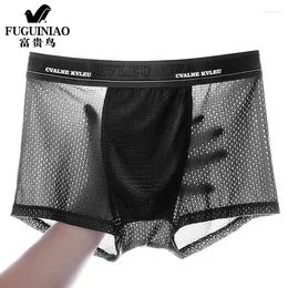 Underpants 4PCS/lot Underwear Men's Summer Ice Silk Mesh Boxer Sexy Breathable
