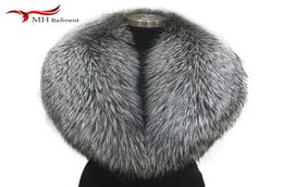 Winter female 100 Silver Fox Fur Collar Full Leather Red Fox Scarf Shawl Real Plush Coat Leather Jacket Fur Collar Scarf women 205265785