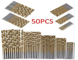 50Pcs Titanium Coated Drill Bits High Speed Steel Drill Bit Set High Quality Power Drilling Tools for Wood 1152253mm2209722