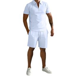 Mens Cotton T-shirts+Short 2-Piece Set New Clothing Summer Sports Suit For Men 2 Piece Mens Outfits Man Set Cotton T-Shirts Shorts