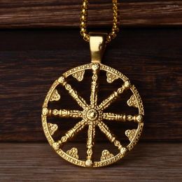 Pendant Necklaces Nordic Viking Compass Necklace Stainless Steel Fashion Charm Vegvisir Men Amulet Jewellery Gift Wholesale