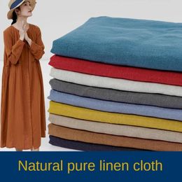 Summer Pure Linen Fabric By Metres for Needlework Clothes Dress Skirt Suits Pants Diy Sewing Cloth Soft Breathable Plain White 240518