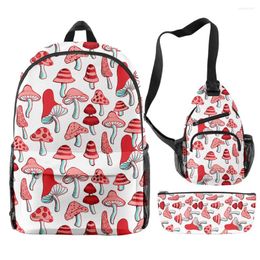Backpack Fashion Youthful Funny Cartoon Food 3pcs/Set 3D Print Bookbag Laptop Daypack Backpacks Chest Bags Pencil Case