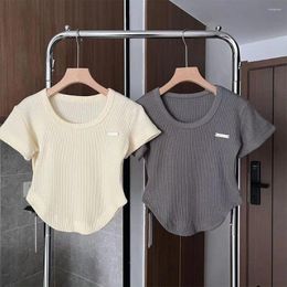 Women's T Shirts Sexy Sweet Style Comfort Slim-fit Breathable Short Sleeve Pullover U-shape Top