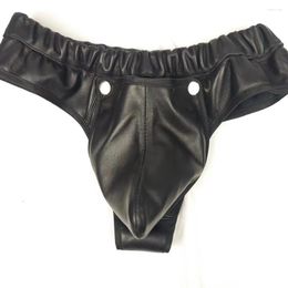 Women's Panties Detachable Cowhide Top Layer For Men's Underwear Sexy Low Waisted Thong Triangle Pants