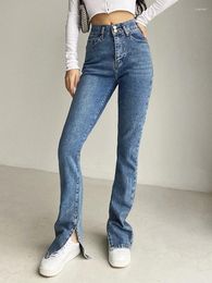 Women's Jeans Spring Autumn Fashion Flared Pants Women Thin Slim Tight Split Trousers Denim Korean Girl Female M411
