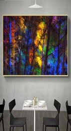 Large Size Colourful forest trees Canvas Poster Art Prints for Living Room Decorative Picture Modern Home9055439