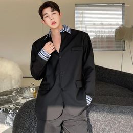 Men's Suits Suit Jackets Korean Fashion Stripe Contrast Colour Lapel Design Male Blazer Casual Men Wear Spring Trend 9C4782
