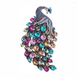 Brooches Rhinestone Peacock Brooch Pin For Women And GirlsExquisite Crystal Animal Dress Accessories Christmas Birthday Gift