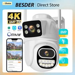 Wireless Camera Kits 8MP 4K PTZ WiFi IP Camera Security Protection Dual Lens Screen Color Night Vision 4MP IP Camera CCTV Monitoring Camera ICSEE Applicat J240518