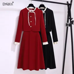 Casual Dresses EHQAXIN Autumn Winter Women's Dress Set Fashion 2024 French Elegant Button Cardigan Tops Shirt Loose Corduroy Skirt Sets