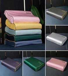 Pillow Case Highgrade Pure Color Long Staple Cottwon Natural Latex Kissenbezug verdickter Halsschutz Seidenbrokat Stickerei1565313