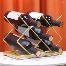 Kitchen Storage 1 PCS Wrought Iron Gold Wine Rack Home Ornaments