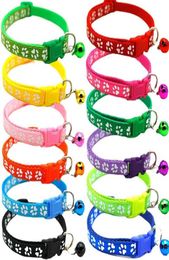 New Year Pet 10 Footprint Dog Cat Collars With Bell Portable Easy To Find Leashes Length Adjustable PVCPP Colourful Cartoon Pet N3654911