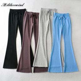 Women's Pants 2024 Spring High-waist Retro Elegant Micro Boot Female Slim Fit Casual Pantalon Lazy Wind Comfortable Pantalones De Mujer