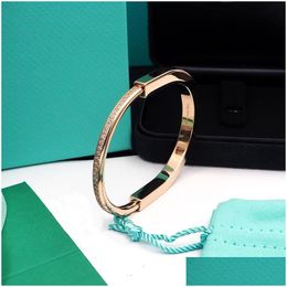 Bangle Lock Bracelet Titanium Steel U-Shaped Diamonds For Women And Men Luxury Jewelry With Veet Bag Drop Delivery Bracelets Ot5Ds