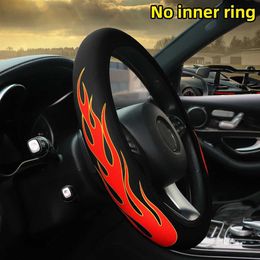 Steering Wheel Covers 1 flame fabric waterproof non-slip automotive supplies steering wheel cover without inner ring fits 14.5-15 inches T240518