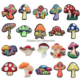 Charms Pvc Shoe For Clog Accessories Mushroom Badge Women Clogs Buckle Kids Pins Diy Decoration Jeans X-Mas Gift Drop Delivery Otpdl Othwt