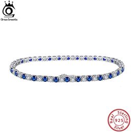 ORSA JEWELS Tennis Bracelet 925 Sterling Silver 3.0mm Transparent Sapphire Cubic Zirconia Womens Fashion Chain Bracelet Jewelry SB137 240515