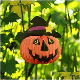 Other Festive Party Supplies Halloween Pumpkin Lamp Ghost Festival Decoration Props Ceiling Creative Folding Paper Lantern P110 Dro Dhxde