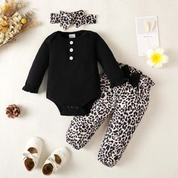 Clothing Sets Baby Girl Clothes Set Toddler Girls Long Sleeve Bodysuit Leopard Print Bow Pants Infant Fashion Outfits