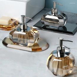 Liquid Soap Dispenser Luxury Amber Glass Emulsion Bottle Tray Bathroom Accessories Press Shampoo Moisturising Set