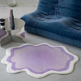 Carpets New Irregular Instagram Home Bedside Mirror Front Blanket Gradient Wave Edge Floor Mat Entrance Door Foot H240517