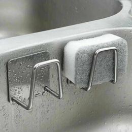 Kitchen Storage Stainless Steel Sink Sponges Holder Self Adhesive Drain Drying Rack