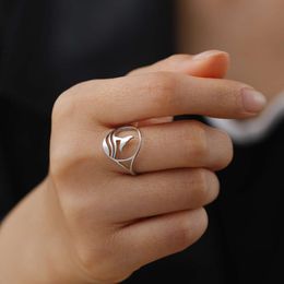Dolphin Tail For Trend Cute Animal Stainless Steel Wide Finger Ring Women Couple Lucky Jewellery Birthday Gifts
