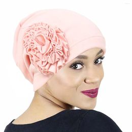 Ethnic Clothing Fashion Flowers Turban Cap For Women Muslim Elastic Headscarf Bonnet Hair Accessories Solid Colour Beanie Islamic Hats
