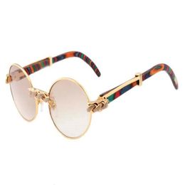 2018 new retro fashion round diamond sunglasses 7550178 natural peacock Colour wood luxury luxury sunglasses glasses size 55 57-22-135 265N