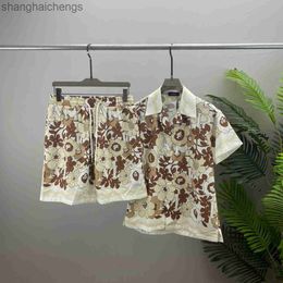 original 1to1 brand luxury amirirs short sets summer high grade breathable Fashionable and trendy European brand summer short sleeved shirt and shorts set five