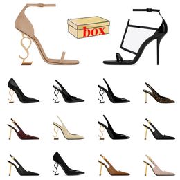 Top Fashion Lady Classics Heel Bottoms Sandals Famous Designer Women Luxury High Heels Patent Leather Slides With Box Suede Pumps Slingback Golden Gold Red Slippers